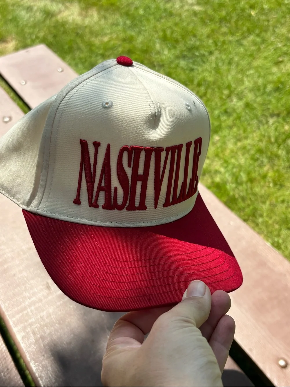 OTTO Nashville Embroidered Two-Tone Baseball Cap - White & Red